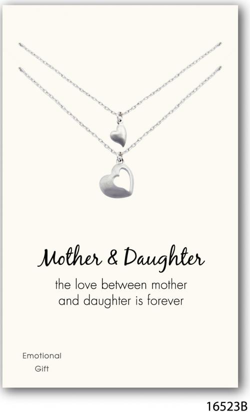 Mother\'s and daughter\'s heart silver pendant